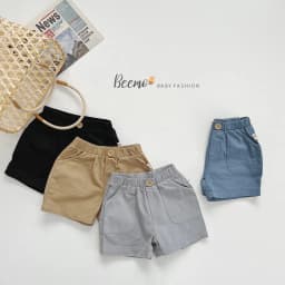 Thumbnail Quần đùi cho bé Beemo may túi trước đính cúc gỗ cạp chun vải kaki mềm mại từ 1 đến 7 tuổi- 22023Q 1