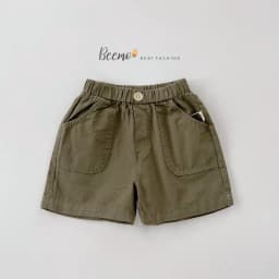 Thumbnail Quần đùi cho bé Beemo may túi trước đính cúc gỗ cạp chun vải kaki mềm mại từ 1 đến 7 tuổi- 22023Q 2