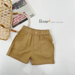 Thumbnail Quần đùi cho bé Beemo may túi trước đính cúc gỗ cạp chun vải kaki mềm mại từ 1 đến 7 tuổi- 22023Q 4