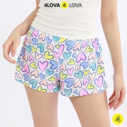Thumbnail Quần đùi nữ mặc nhà coton co giãn cao cấp 4LOVA cạp chun in họa tiết vintage dễ thương 1