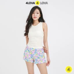 Thumbnail Quần đùi nữ mặc nhà coton co giãn cao cấp 4LOVA cạp chun in họa tiết vintage dễ thương 2