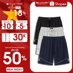 Thumbnail Quần Đùi Short Nam Thêu Chữ Kí 9QDGT503 Biluxury Vải Gió Mỏng Mát Không Bai Gião Co Xù Có Túi Trước Sau 1