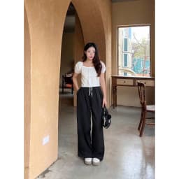 Thumbnail Quần vải dáng suông ống rộng nữ, chất xước Hàn cao cấp, đứng form basic, đi học, đi làm, đi chơi LWNQD001 3