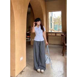 Thumbnail Quần vải dáng suông ống rộng nữ, chất xước Hàn cao cấp, đứng form basic, đi học, đi làm, đi chơi LWNQD001 4