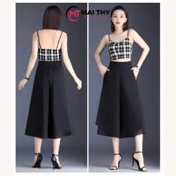 Thumbnail Quần Váy Ống Rộng MAI THY V301, Mẫu Quần 2 Tầng Lưng Thun Đính Nút Có Túi Xịn Sò | Thời Trang Nữ U40 3