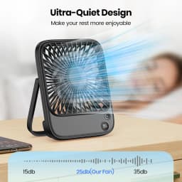 Thumbnail Quạt bàn TOPK Quạt bàn có thể sạc lại 2000mAh / 4600mAh Quạt để bàn chạy bằng pin Quạt cá nhân mỏng im lặng có màn hình hiển thị nguồn và tốc độ cho văn phòng, du lịch, thư viện, phòng ngủ, xanh ngoài trời 4