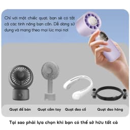 Thumbnail Quạt Cầm Tay 100 Cấp Độ HOKU Quạt Gấp Gọn Đa Năng, Tốc Độ Gió Siêu Mạnh Tích Hợp Pin 4000mah QMN06 3