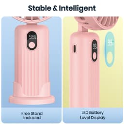 Thumbnail Quạt cầm tay cầm tay TOPK 2400mAh / 5000mAh USB có thể sạc lại Quạt du lịch cá nhân 3 trong 1 có màn hình kỹ thuật số 90° Quạt để bàn có thể gập lại có đế, Quạt để bàn Mini để trang điểm / C 2