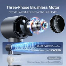Thumbnail Quạt Cầm Tay Cao Cấp JISULIFE FA53 Pro1 ABS và Pro1 S - Con Lăn Tốc Độ - Đèn LED Hiển Thị - Sử Dụng Đến 15H BH 12 Tháng 4