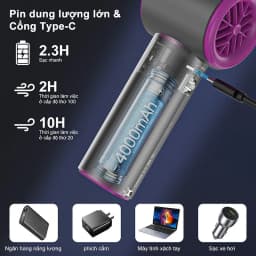 Thumbnail Quạt Cầm Tay Mini Làm Mát Nhanh HOKU 100 Mức Gió Hiển Thị Kỹ Thuật Số Pin 4000mAh Sử Dụng Lên Đến 12H QCT07 2