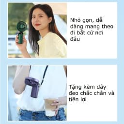 Thumbnail Quạt cầm tay mini tích điện pin 6000mah tặng chân đế để bàn nhỏ gọn 5 tốc độ gió Gutek N9 1