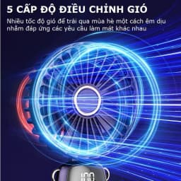 Thumbnail Quạt cầm tay mini tích điện pin 6000mah tặng chân đế để bàn nhỏ gọn 5 tốc độ gió Gutek N9 2