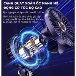 Thumbnail Quạt cầm tay mini tích điện pin 6000mah tặng chân đế để bàn nhỏ gọn 5 tốc độ gió Gutek N9 4