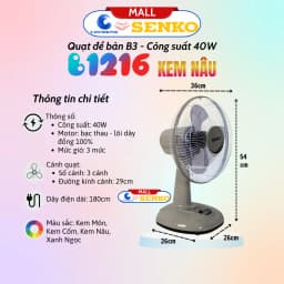 Thumbnail Quạt để bàn tiện lợi Senko B1216 - 100% chính hãng 3