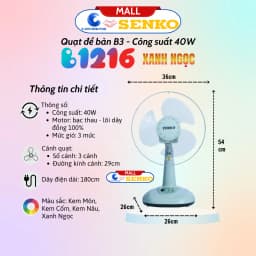 Thumbnail Quạt để bàn tiện lợi Senko B1216 - 100% chính hãng 4