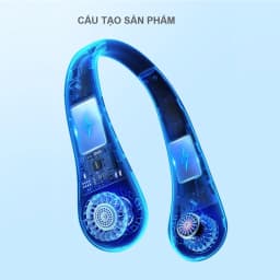 Thumbnail Quạt đeo cổ tích điện siêu mát, quạt đeo cổ không cánh pin 2500mAH chạy cực êm và bền, ba cấp độ gió cổng sạc USB 4