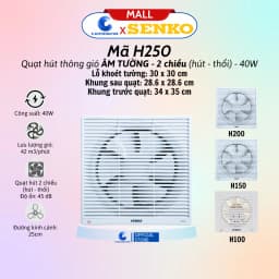 Thumbnail Quạt hút thông gió âm tường SENKO H250/H200/H150/H100 - Hàng chính hãng - Bảo hành 24 tháng 1