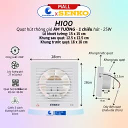 Thumbnail Quạt hút thông gió âm tường SENKO H250/H200/H150/H100 - Hàng chính hãng - Bảo hành 24 tháng 2