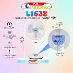 Thumbnail Quạt lửng ống nhựa Senko L1638 - Công suất 47W - Màu tuỳ chọn - Hàng chính hãng - Bảo hành 24 tháng 1