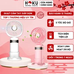Thumbnail Quạt mini cầm tay tích điện gấp gọn HOKU 5 tốc độ gió xoay linh hoạt 90 độ có dây đeo pin lớn 10.000mAh QMN11 1