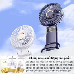 Thumbnail Quạt mini cầm tay tích điện gấp gọn HOKU 5 tốc độ gió xoay linh hoạt 90 độ có dây đeo pin lớn 10.000mAh QMN11 2
