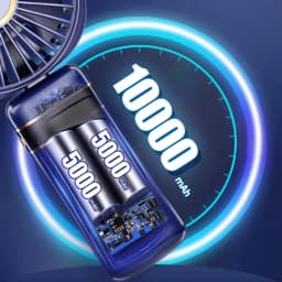 Thumbnail Quạt mini cầm tay tích điện gấp gọn HOKU 5 tốc độ gió xoay linh hoạt 90 độ có dây đeo pin lớn 10.000mAh QMN11 4