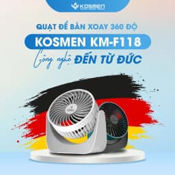 Thumbnail Quạt Mini Để Bàn Kosmen F118 Có Lưới Bảo Vệ , Dung Lượng Pin Khủng, Xoay 360 Độ - Hàng Chính Hãng 2