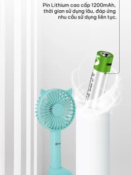 Thumbnail Quạt Sạc Cầm Tay COMET CRF1104 Công Suất 3W, Pin 1200mAh, Có Đế Rời, Kích Thước Nhỏ Gọn 2