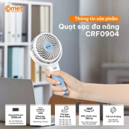 Thumbnail Quạt Sạc Mini Gấp Gọn Cầm Tay Comet CRF0904 3W Nhỏ Gọn Sạc USB Tiện Lợi, Dung Lượng Pin 1.200mAh 3