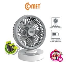 Thumbnail Quạt Sạc Tích Điện Để Bàn Đa Năng COMET CRF1506 7W, 4 Cấp Độ Gió, Xoay 90 Độ, Để Bàn Văn Phòng 2