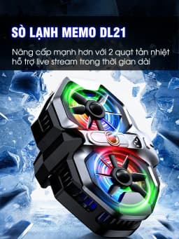 Thumbnail Quạt tản nhiệt điện thoại MEMO DL21 live stream 2 quạt tăng tốc làm lạnh hỗ trợ giá đỡ tripod chơi game liên quân PUBG 1