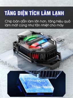 Thumbnail Quạt tản nhiệt sò lạnh AI 3 chế độ MEMO DL20 làm mát sâu đóng đá tăng FPS chơi game mobile liên quân FF COD 3