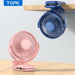 Thumbnail Quạt tích điện TOPK mini kẹp bàn với xoay 720° 3 tốc độ/gió mạnh/không ồn/cổng usb cho gia đình/văn phòng 1