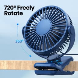 Thumbnail Quạt tích điện TOPK mini kẹp bàn với xoay 720° 3 tốc độ/gió mạnh/không ồn/cổng usb cho gia đình/văn phòng 4