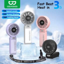 Thumbnail Quạt tốc độ cao GOOJODOQ 100 bánh răng gió siêu mạnh im lặng 180° Quạt cầm tay có thể gập lại Màn hình LED quạt cầm tay turbo 1