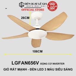 Thumbnail Quạt Trần Chung Cư Cổ Ngắn Gió Mạnh | Quạt trần Lê Gia Bảo Hành 5 Năm 1