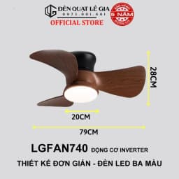 Thumbnail Quạt trần chung cư mini LGFAN740 | Quạt trần cổ ngắn cho bàn ăn, phòng ngủ đẹp, nhỏ gọn 2024 3