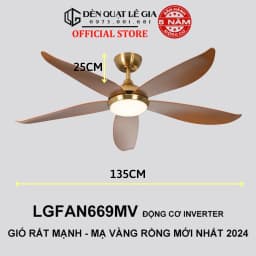 Thumbnail Quạt Trần Đèn Trang Trí Phòng Khách LÊ GIA LGFAN669G - Chiều Cao 25cm - Sải Cánh 135cm - Bảo Hành 5 Năm 1
