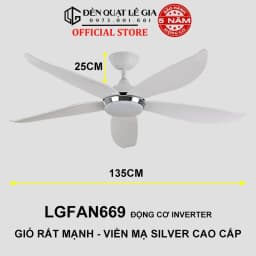 Thumbnail Quạt Trần Đẹp | Quạt Trần Đèn Gió Mạnh LGFAN669 | Quạt Trần Chung Cư Cổ Ngắn 25cm 1