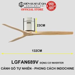 Thumbnail Quạt Trần Gỗ Phong Cách Đông Dương LÊ GIA LGFAN689V - Chiều Cao 23cm - Sải Cánh 132cm - Bảo Hành 5 Năm 1