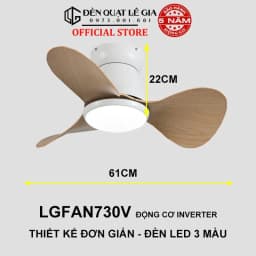 Thumbnail Quạt Trần Mini 3 Cánh Giá Rẻ LÊ GIA LGFAN730V - Chiều Cao 22cm - Sải Cánh 61cm - Bảo Hành 5 Năm 1