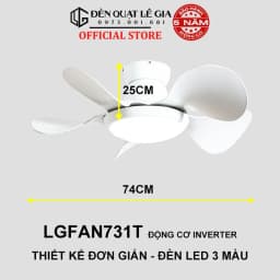 Thumbnail Quạt Trần Mini Gió Mạnh LÊ GIA LGFAN731T - Chiều Cao 25cm - Sải Cánh 74cm - Bảo Hành 5 Năm 1
