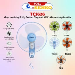 Thumbnail Quạt Treo Tường 2 Dây Senko TC16/TC1620/TC1622/TC1626/TC1880/TC1886 - Màu ngẫu nhiên - Chính Hãng 1