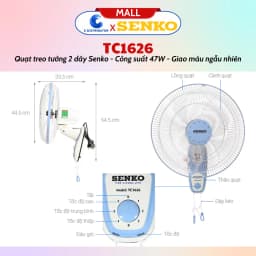 Thumbnail Quạt Treo Tường 2 Dây Senko TC16/TC1620/TC1622/TC1626/TC1880/TC1886 - Màu ngẫu nhiên - Chính Hãng 2