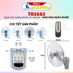 Thumbnail Quạt treo tường SENKO TR1628/TR1683 có Remote - T1680/T1682 1 dây KHÔNG remote - Giao màu ngẫu nhiên 2