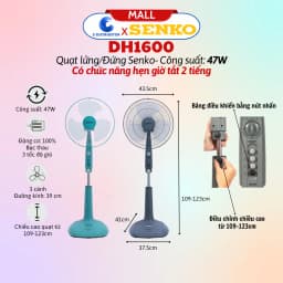 Thumbnail Quạt đứng hẹn giờ SENKO DH1600 - Màu ngẫu nhiên - Hàng chính hãng 1