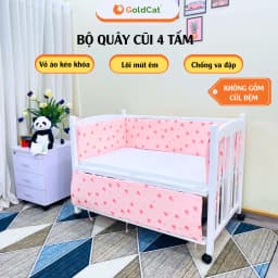 Thumbnail Quây Cũi Cho Bé GOLDCAT Thiết Kế 4 Tấm Thông Minh Dùng Cũi Trẻ Em Êm Ái, Chất Liệu Cotton An Toàn Cho Bé 1