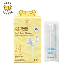Thumbnail Que Rơ Lưỡi BABY TATTOO, Đầu Que Mini Giúp Làm Sạch Răng Miệng Cho Bé, Thiết Kế Mềm Mại, Hộp 20 Que 1
