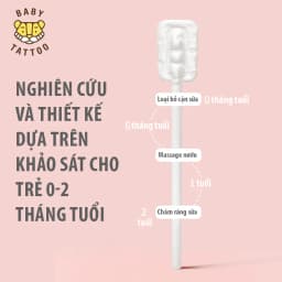 Thumbnail Que Rơ Lưỡi BABY TATTOO, Đầu Que Mini Giúp Làm Sạch Răng Miệng Cho Bé, Thiết Kế Mềm Mại, Hộp 20 Que 2