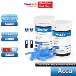 Thumbnail Que Thử Đường Huyết Hộp 50 Que Safe Accu Tặng Kèm 50 Kim Chính Hãng Sinocare 1